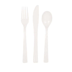 White Solid Assorted Plastic Cutlery 18ct