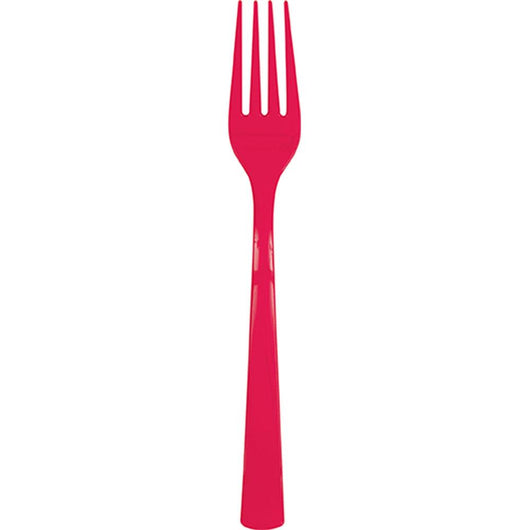 Ruby Red Solid Plastic Forks, 18ct