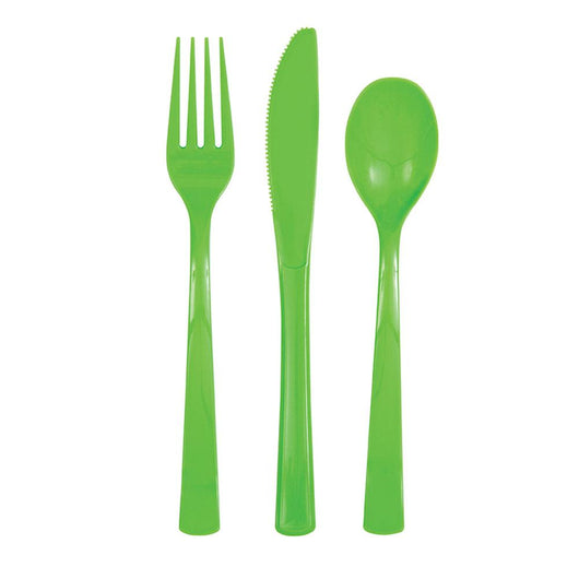 Lime Green Solid Assorted Plastic Cutlery, 18ct