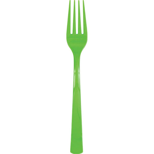 Lime Green Solid Plastic Forks, 18ct