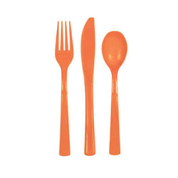 Pumpkin Orange Solid Assorted Plastic Cutlery 18ct
