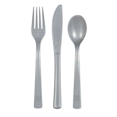 Silver Solid Assorted Plastic Cutlery 18ct