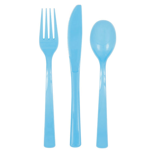 Powder Blue Solid Assorted Plastic Cutlery, 18ct