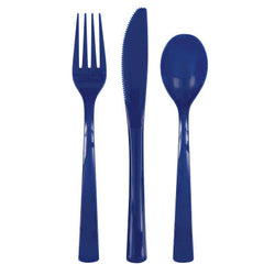 True Navy Blue Solid Assorted Plastic Cutlery 18ct