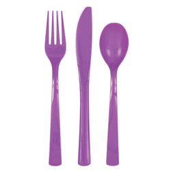 Pretty Purple Solid Assorted Plastic Cutlery 18ct