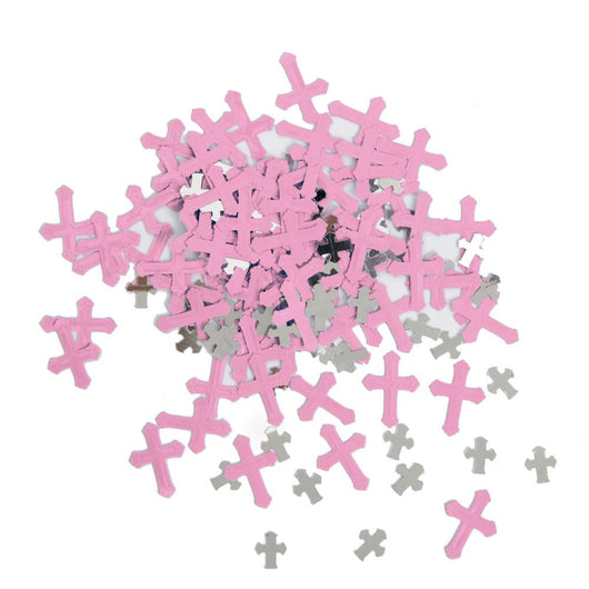 Pink Radiant Cross Communion Foil Confetti, .5oz