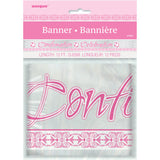Foil Pink Radiant Cross "Confirmation" Banner, 12 ft