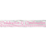 Foil Pink Radiant Cross "Confirmation" Banner, 12 ft