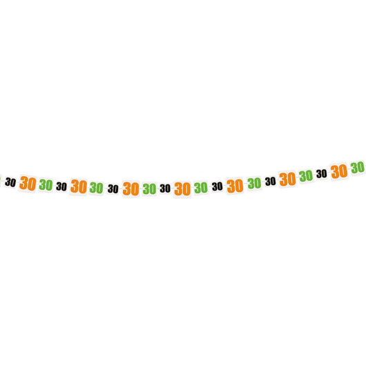 Birthday Cheer Number 30 Paper Garland, 9 ft