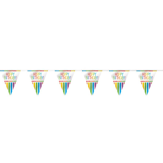 Rainbow Birthday Flag Banner, 12ft