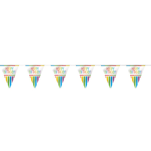 Rainbow Birthday Flag Banner, 12ft