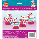 Mad Hatter Tea Party Mini Honeycomb Decorations, 4ct