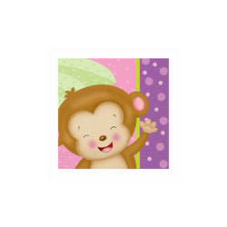Girl Monkey Baby Shower Luncheon Napkins, 16ct