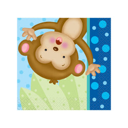 Boy Monkey Baby Shower Beverage Napkins, 16ct