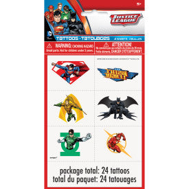 Justice League Tattoo Sheets, 4ct.