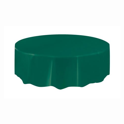 Forest Green Solid Round Plastic Table Cover, 84