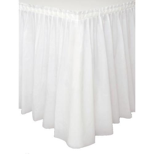 White Solid Plastic Table Skirt, 29