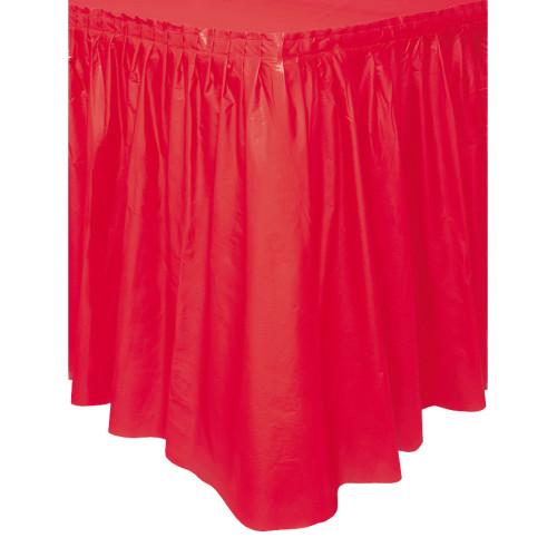 Red Solid Plastic Table Skirt, 29