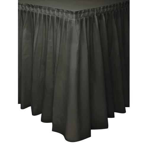 Black Solid Plastic Table Skirt, 29
