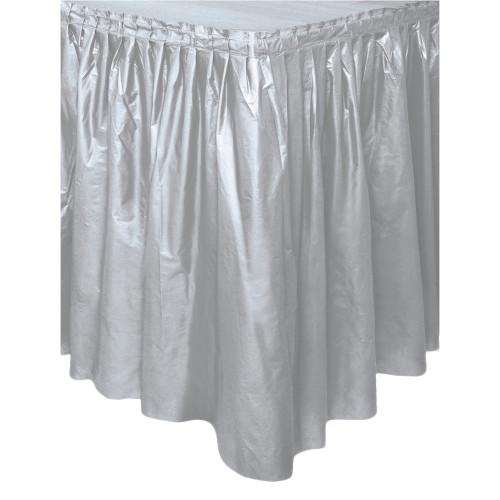 Silver Solid Plastic Table Skirt, 29