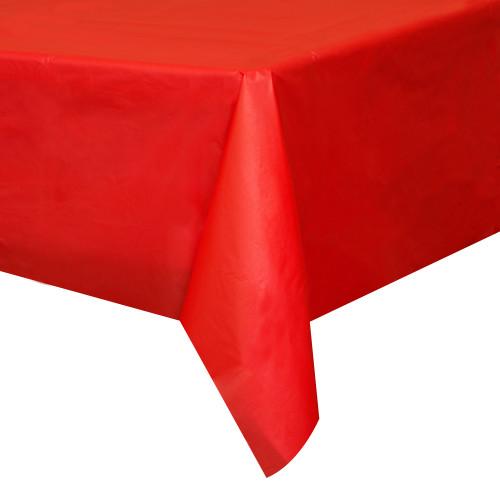 Ruby Red Solid Rectangular Plastic Table Cover, 54