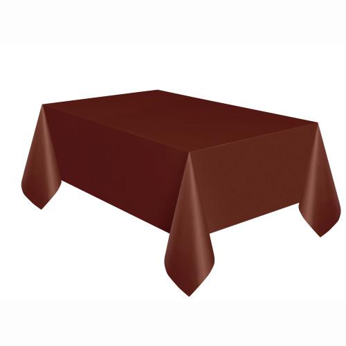 Brown Solid Rectangular Plastic Table Cover, 54