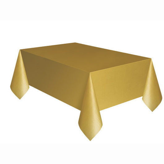 Gold Solid Rectangular Plastic Table Cover, 54