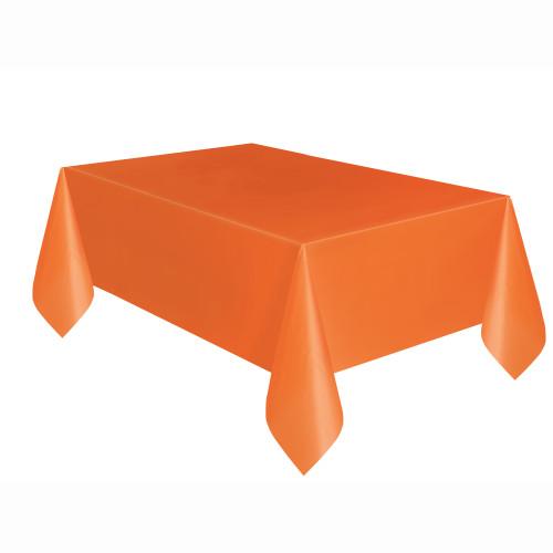 Pumpkin Orange Solid Rectangular Plastic Table Cover, 54