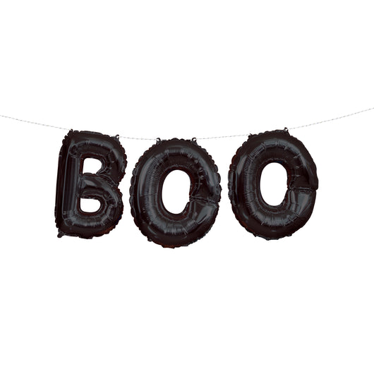 Black Boo Foil Letter Balloon Banner Kit, 14