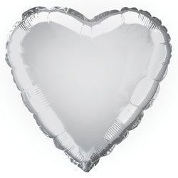 Silver Solid Heart Foil Balloon 18
