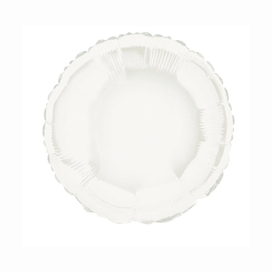 White Solid Round Foil Balloon 18