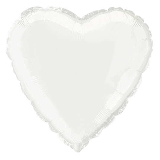 White Solid Heart Foil Balloon 18