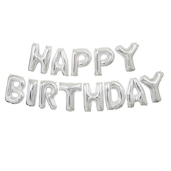 Silver Happy Birthday Foil Letter Balloon Banner Kit, 14