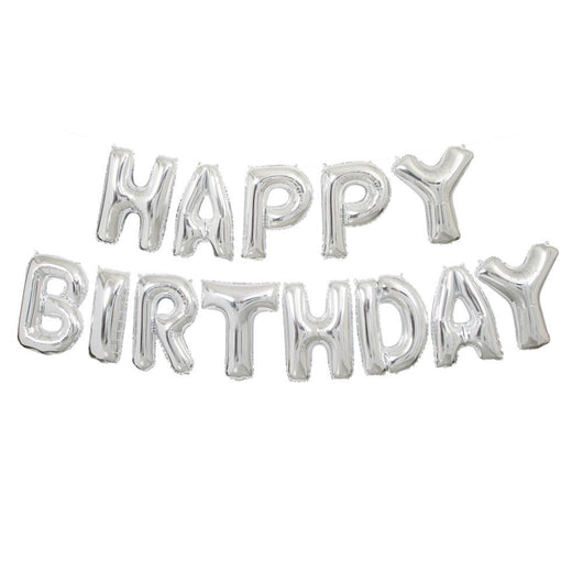 Silver Happy Birthday Foil Letter Balloon Banner Kit, 14