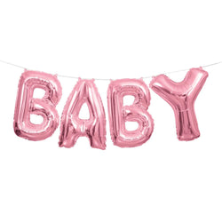 Pink Baby Foil Letter Balloon Banner Kit, 14