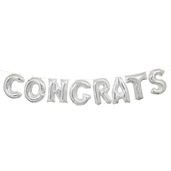 Silver Congrats Foil Letter Balloon Banner Kit, 14
