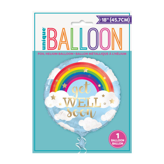 Rainbow Get Well Soon Round Foil Balloon 18