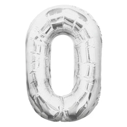 Silver Number 0 Shaped Foil Balloon 34