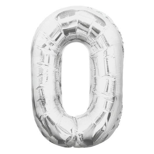 Silver Number 0 Shaped Foil Balloon 34