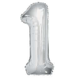 Silver Number 1 Shaped Foil Balloon 34