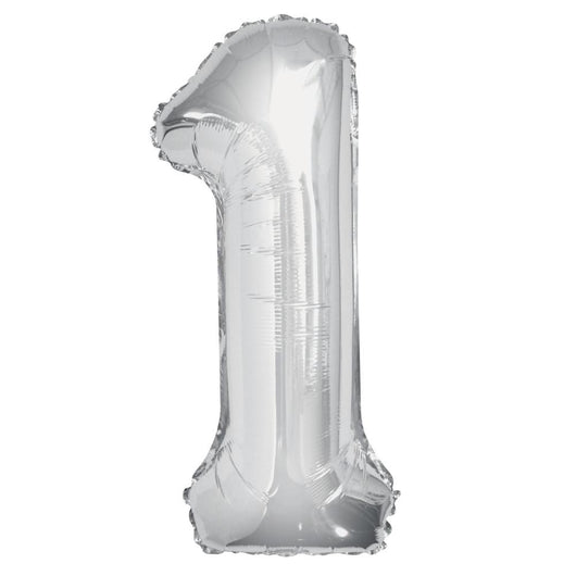 Silver Number 1 Shaped Foil Balloon 34