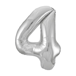Silver Number 4 Shaped Foil Balloon 34