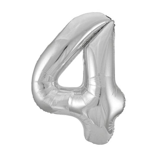 Silver Number 4 Shaped Foil Balloon 34