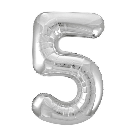 Silver Number 5 Shaped Foil Balloon 34
