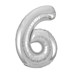 Silver Number 6 Shaped Foil Balloon 34