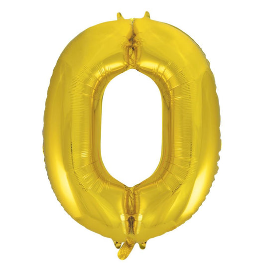 Gold Number 0 Shaped Foil Balloon 34