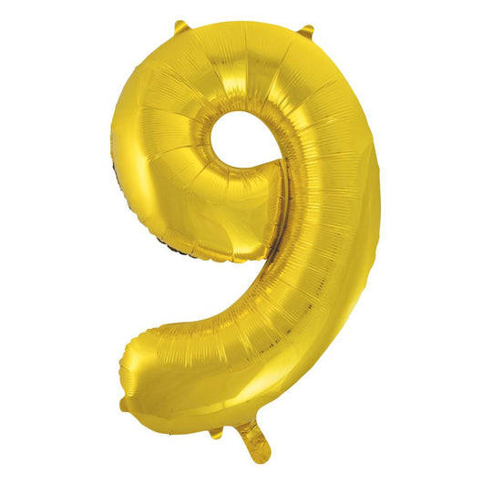Gold Number 9 Shaped Foil Balloon 34