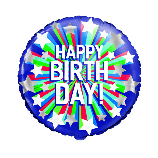Shooting Star Happy Birthday Round Foil Balloon 18