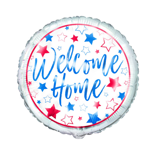 Red, White, Blue Welcome Home Round Foil Balloon 18