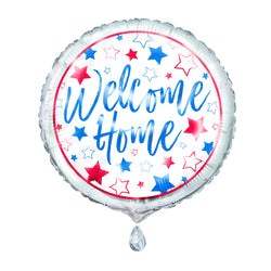 Red, White, Blue Welcome Home Round Foil Balloon 18